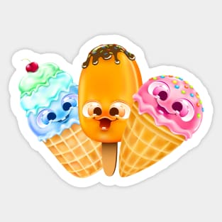 Ice Cream Kawaii Cute Funny Emoji Cones Popsicle Sweet Party Sticker